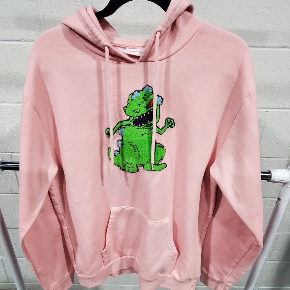 Nickelodeon Reptar Rugrats Dinosaur Pink Hoodie Size Medium